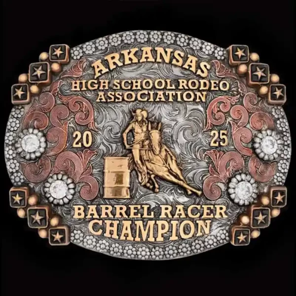 Our Rancho Santa Fe Custom Belt Buckle is designed with our special 3 star corners and berry edge.  Personalize this belt buckle with your own ranch brand or western figure!